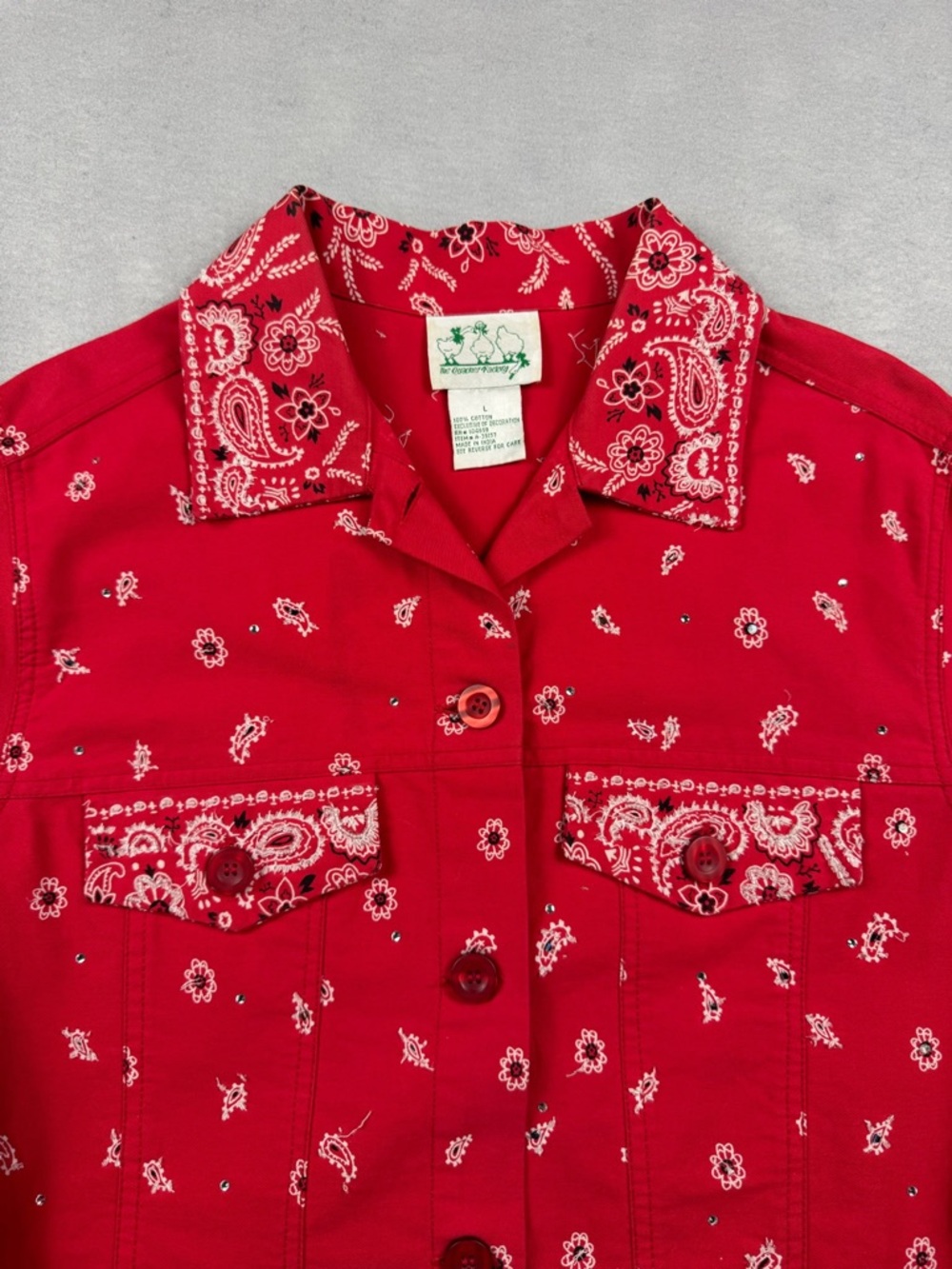 Quacker Factory Womens Bandana Western Jacket Size L Americana Embroidered - Picture 4 of 14